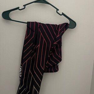 Striped Black Leggings with Multicolor Accents